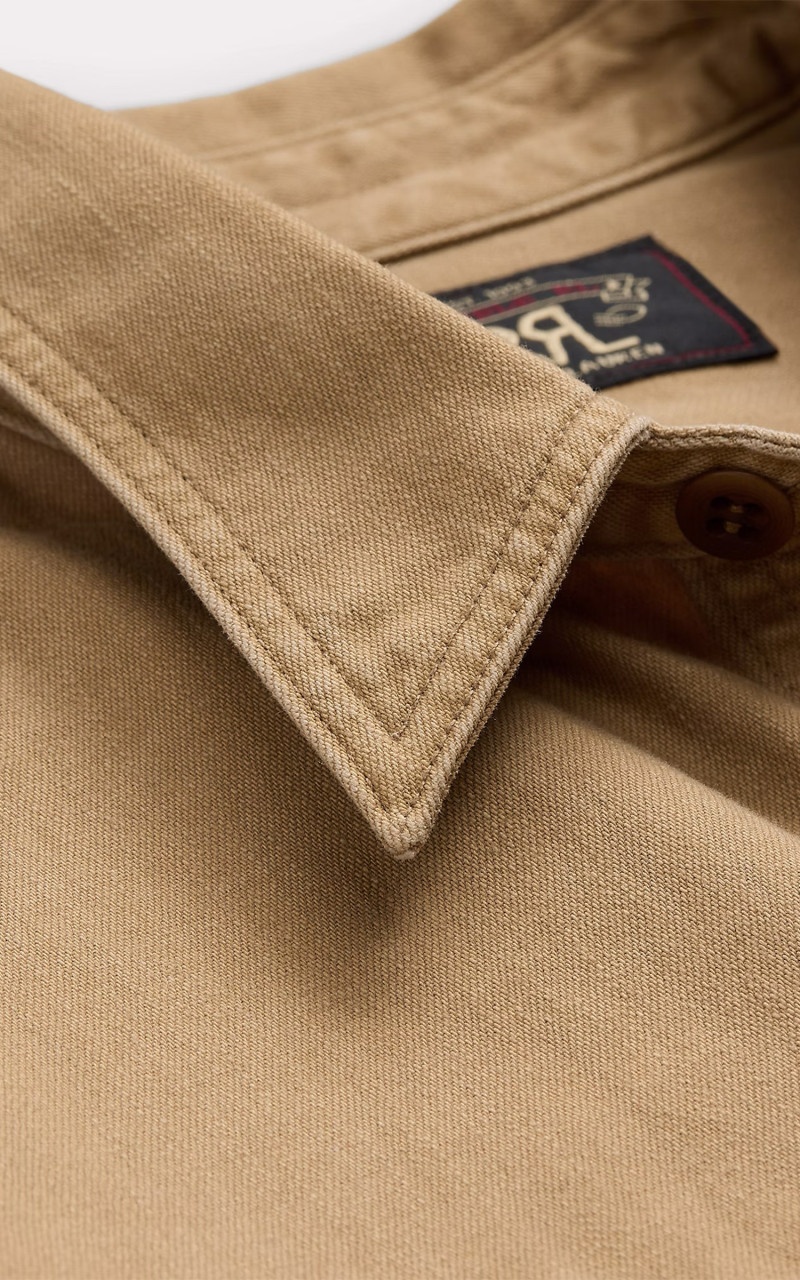 TWILL OFFICER'S WORKSHIRT FADED TAN - 4