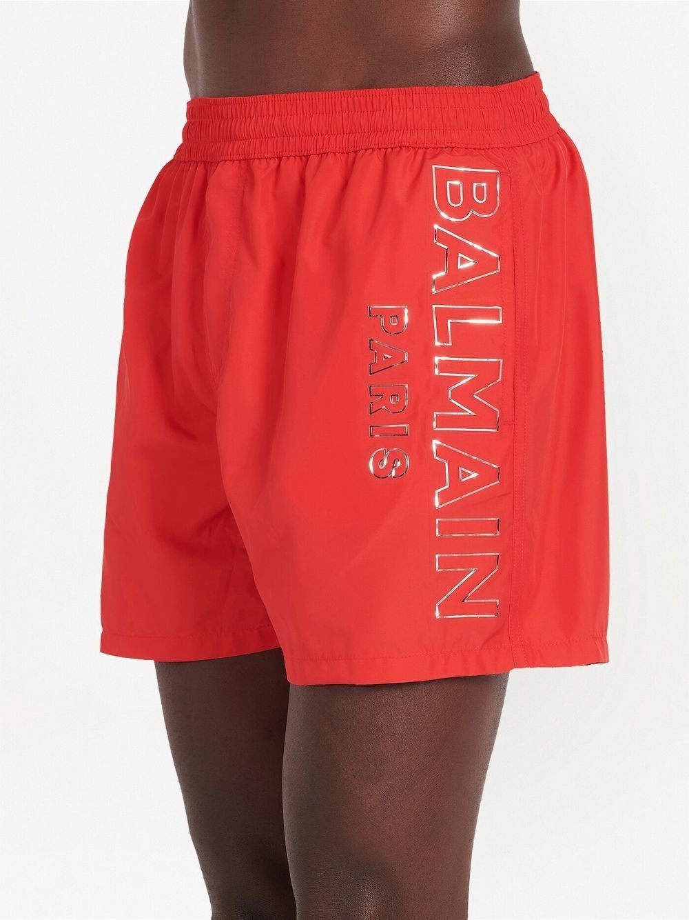 metallic-logo swim shorts - 5