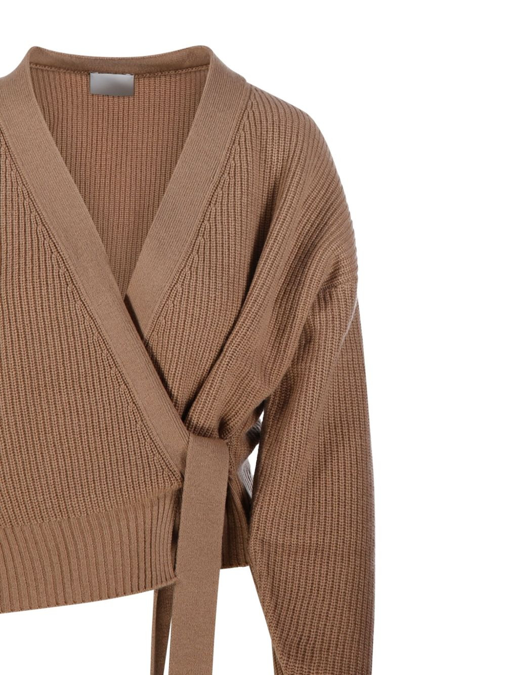 wrap-front ribbed cardigan - 4