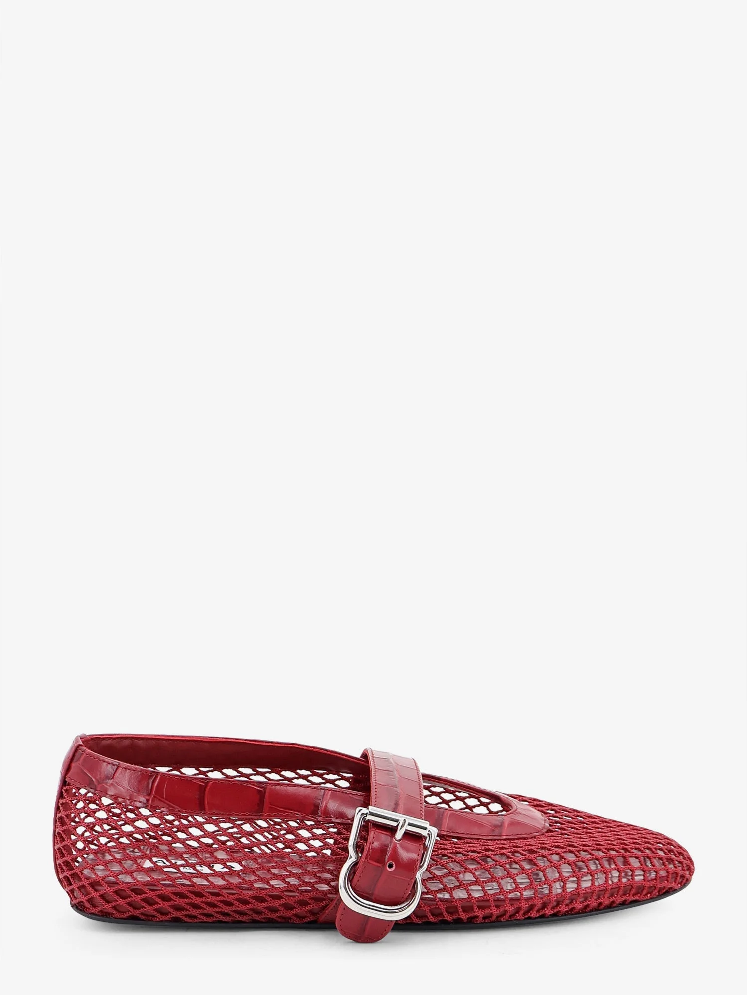 Alaia Women Flat Leather Ballerinas With Crocodile Effect - 1