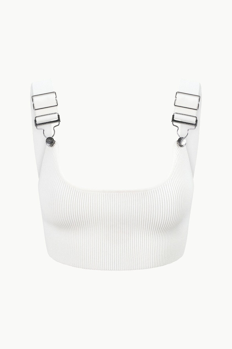 STAUD + WRANGLER THE OVERALL RIB BRALETTE TANK WHITE 1