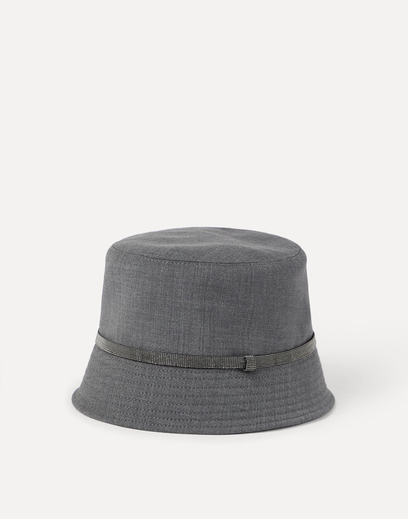 Tropical luxury wool bucket hat with shiny band 1