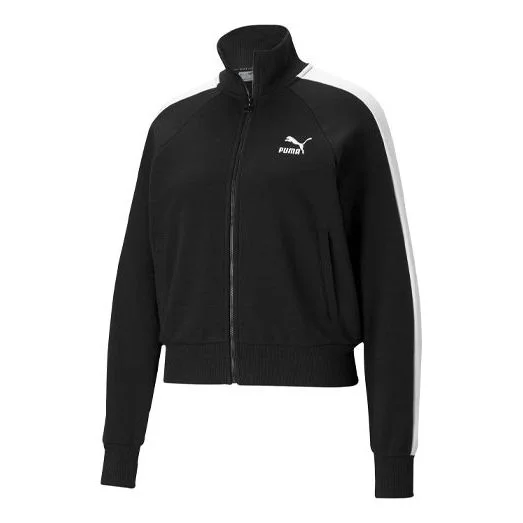 (WMNS) PUMA Iconic T7 Logo Printing Stand-up Collar Jacket Black 531411-01 - 1