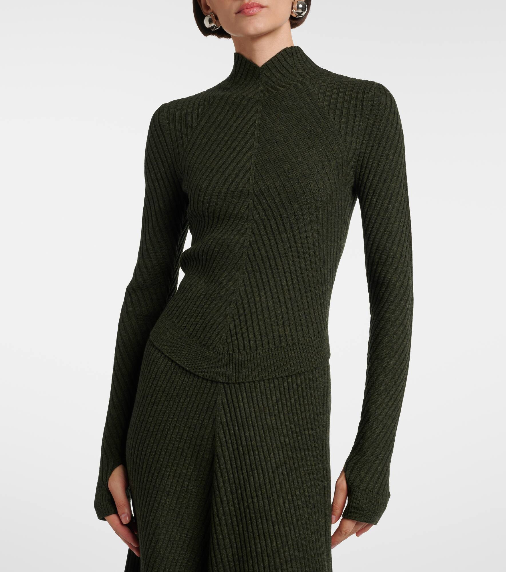 Ribbed-knit wool turtleneck sweater - 6