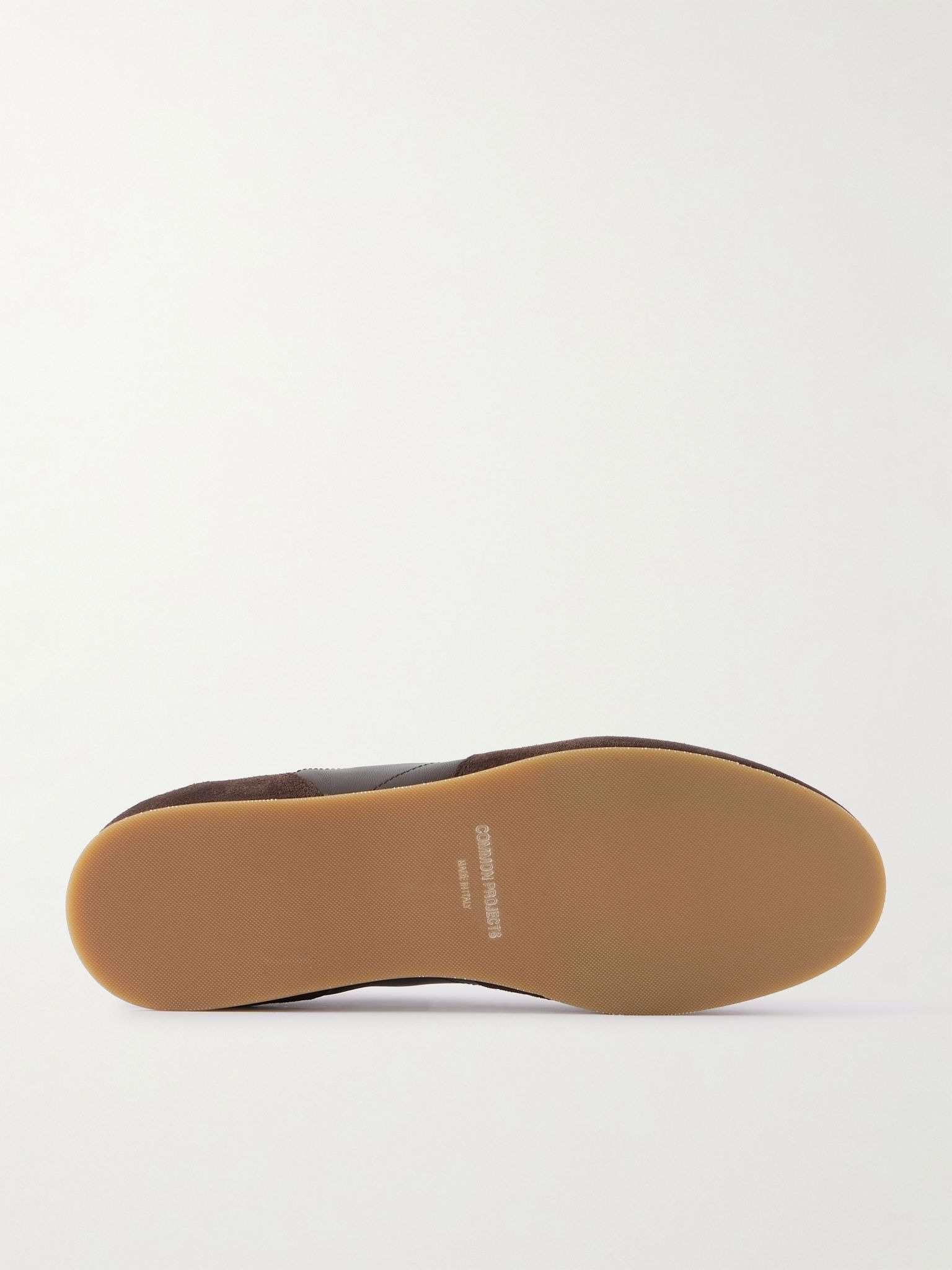 Minimal Runner Suede-Trimmed Leather Sneakers Brown - 3