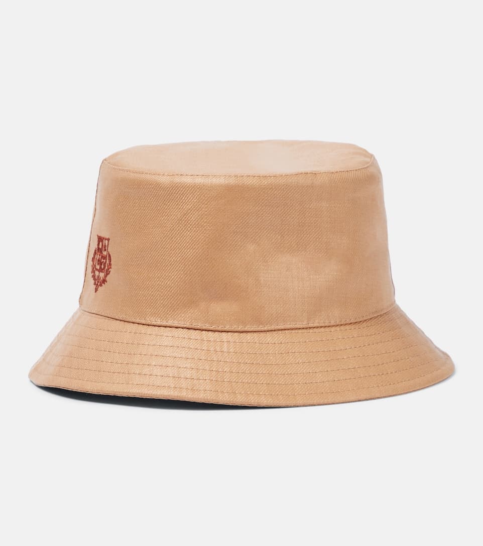Logo linen bucket hat - 1