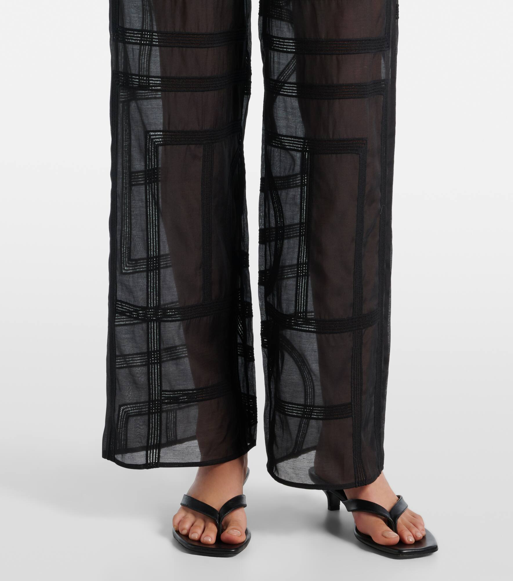 Cotton and silk voile wide-leg pants - 5