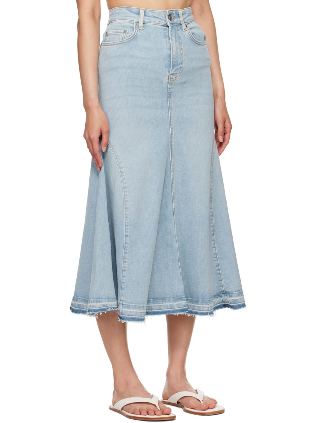 Blue Gusset Denim Midi Skirt - 2
