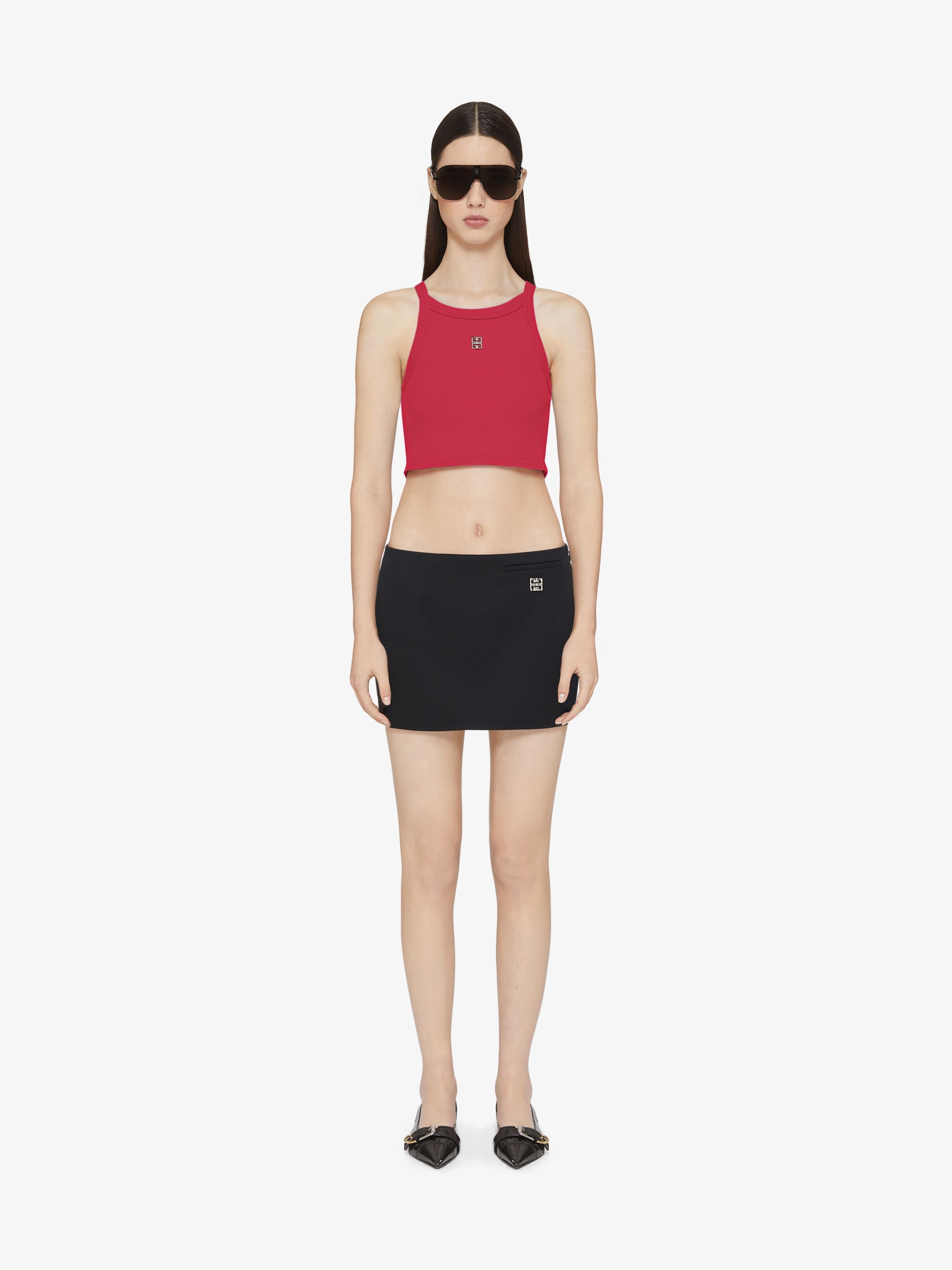 CROPPED TANK TOP IN COTTON WITH 4G DETAIL - 4