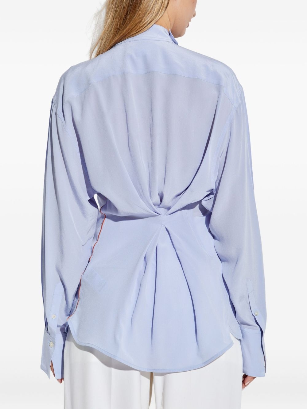 draped silk blouse - 4