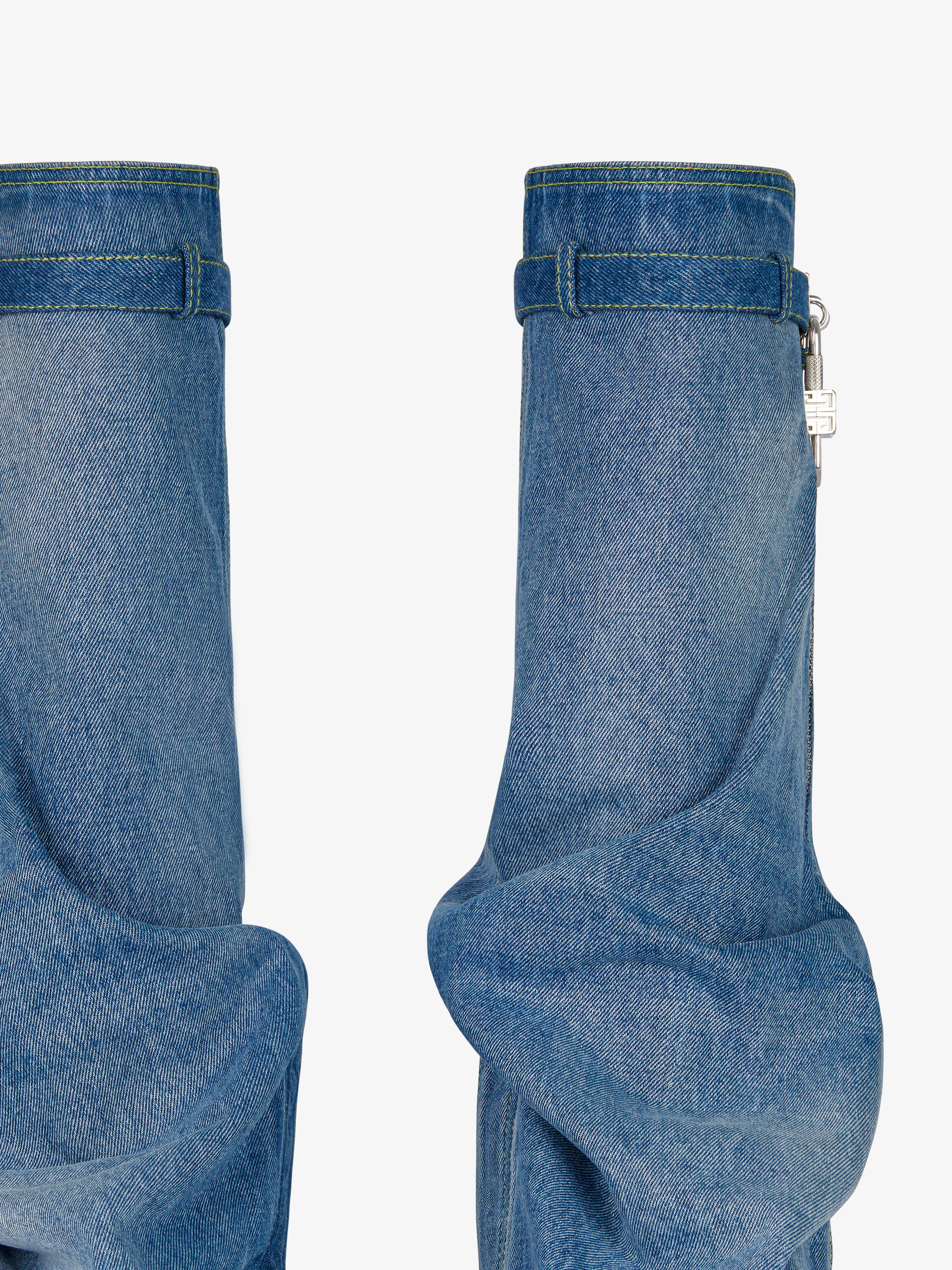 SHARK LOCK BIKER BOOTS IN WRAPPED DENIM - 5