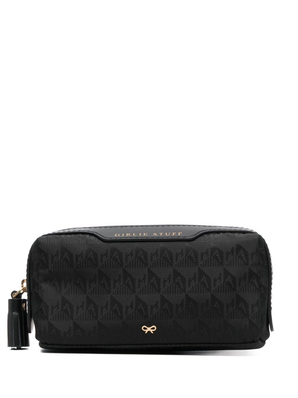 jacquard-logo leather makeup bag - 1