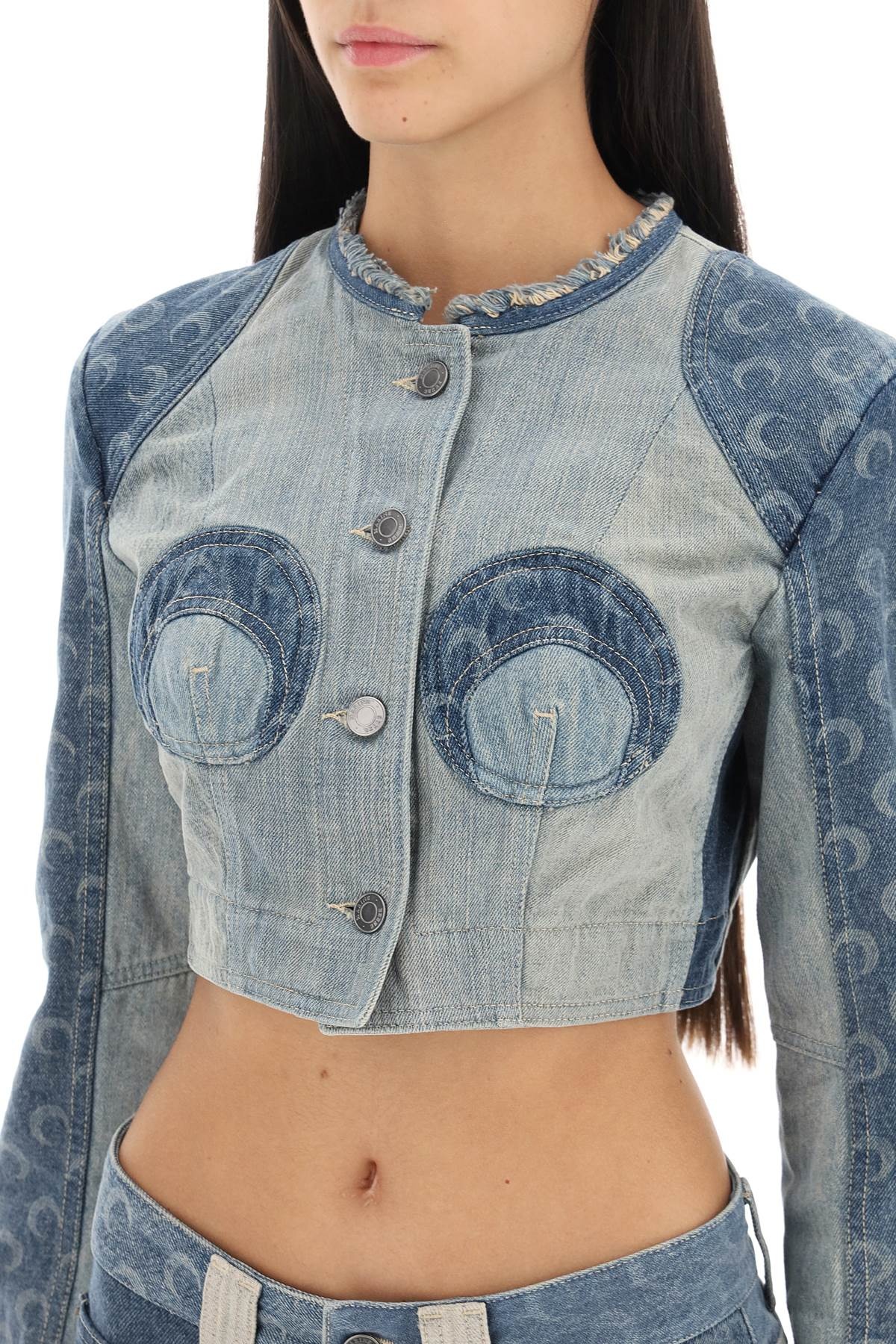 Regenerated denim cropped jacket - 5