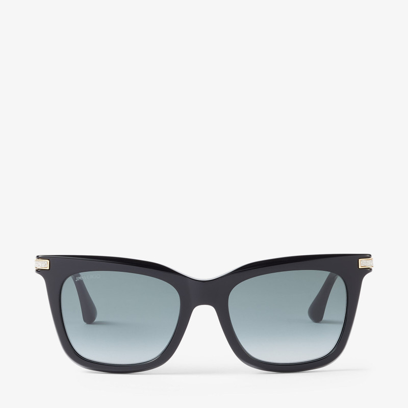 Olye Black Square-Frame Sunglasses with Glitter 1