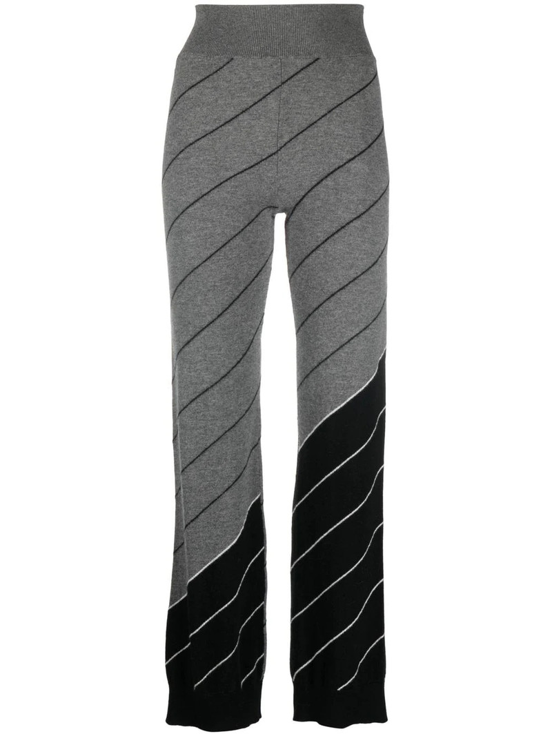 diagonal-stripe wool flared trousers 1