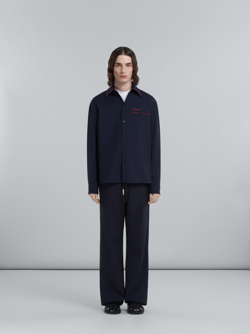 Marni BLUE TROPICAL WOOL TROUSERS outlook