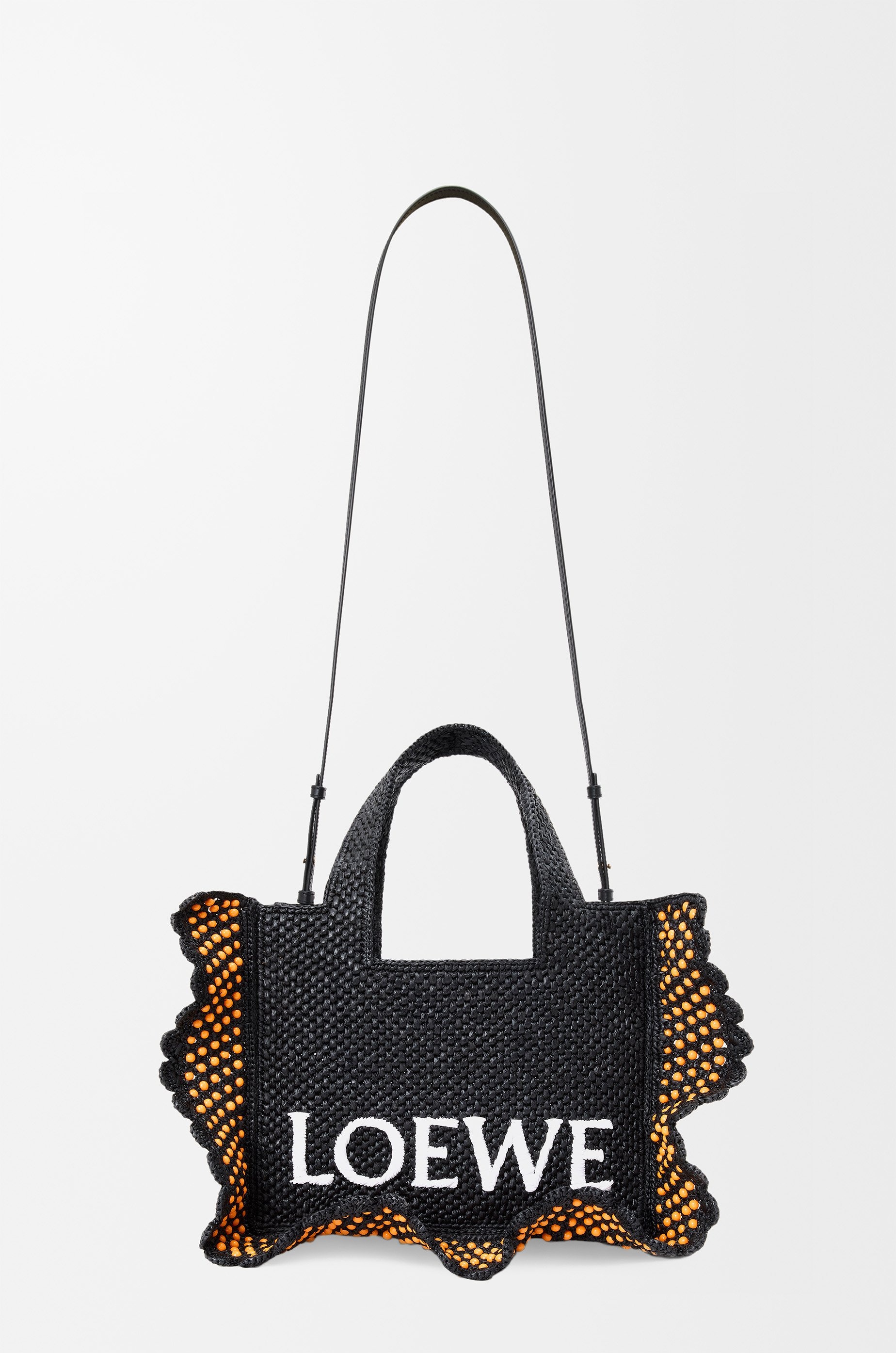 Small LOEWE Font tote in raffia - 7