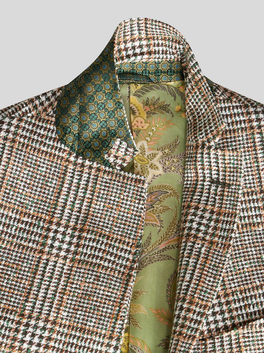 CHECK LINEN- AND COTTON-BLEND BLAZER - 7