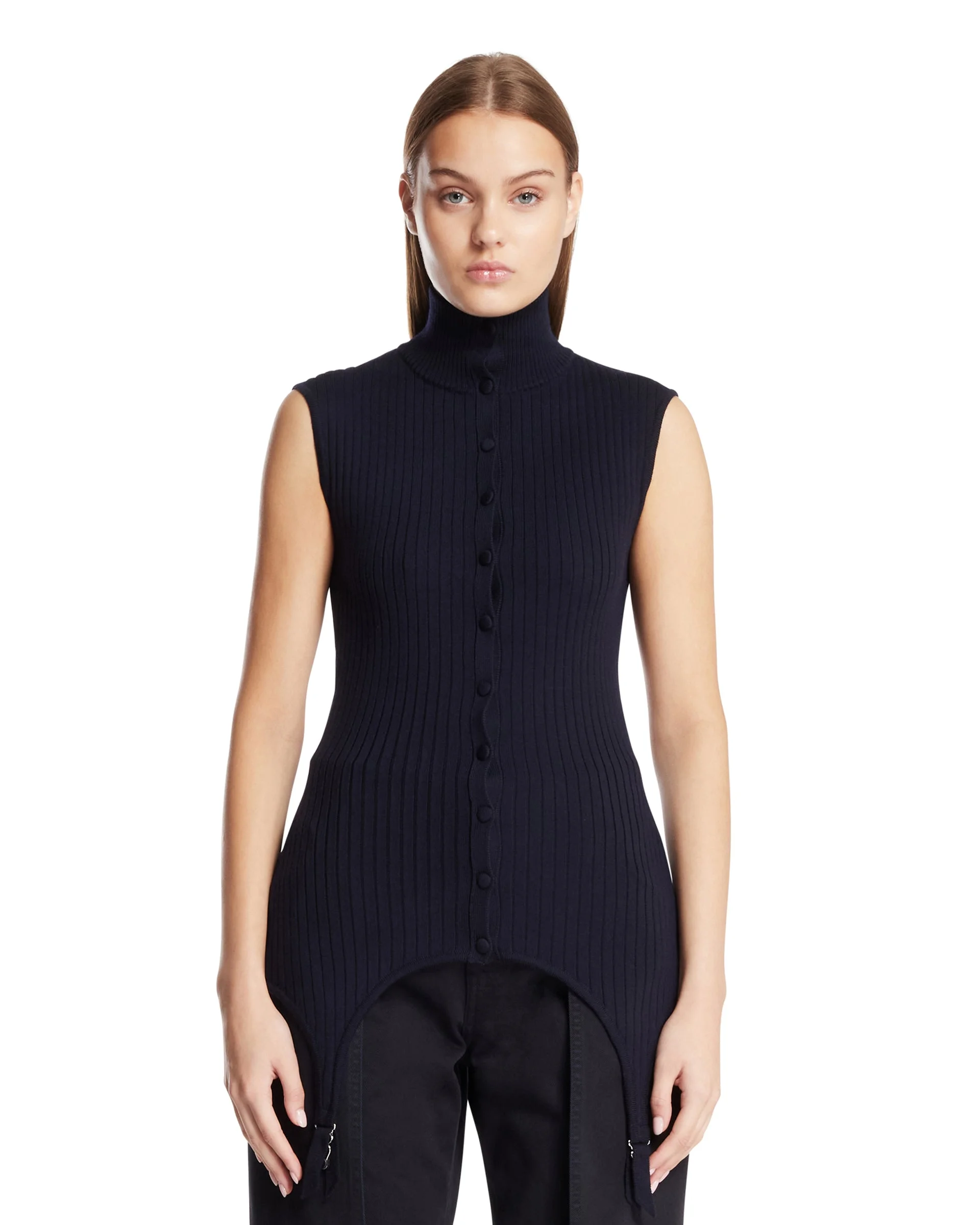 Blue Wool Garter Waistcoat - 1