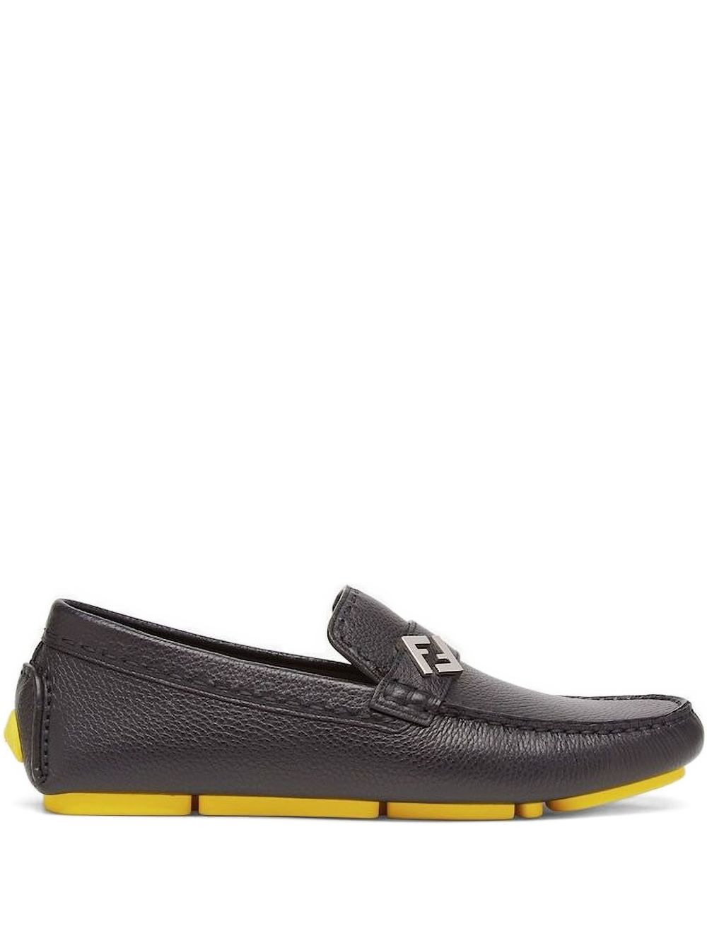 leather FF logo loafers - 1