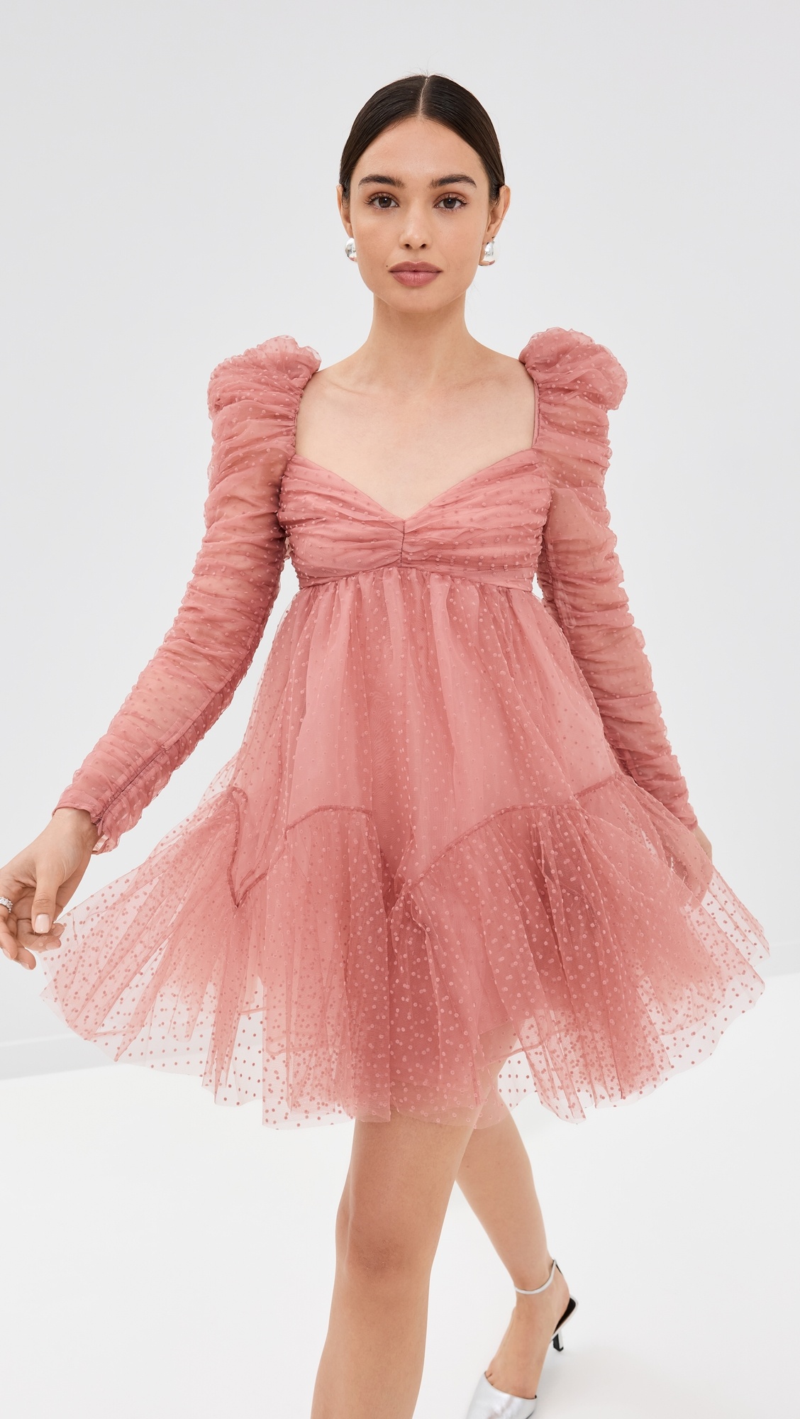 Tulle Ruched Mini Dress - 1