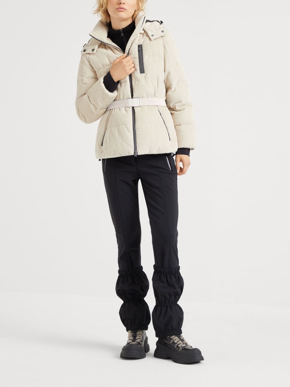 hooded ribbed knit sweater - 2