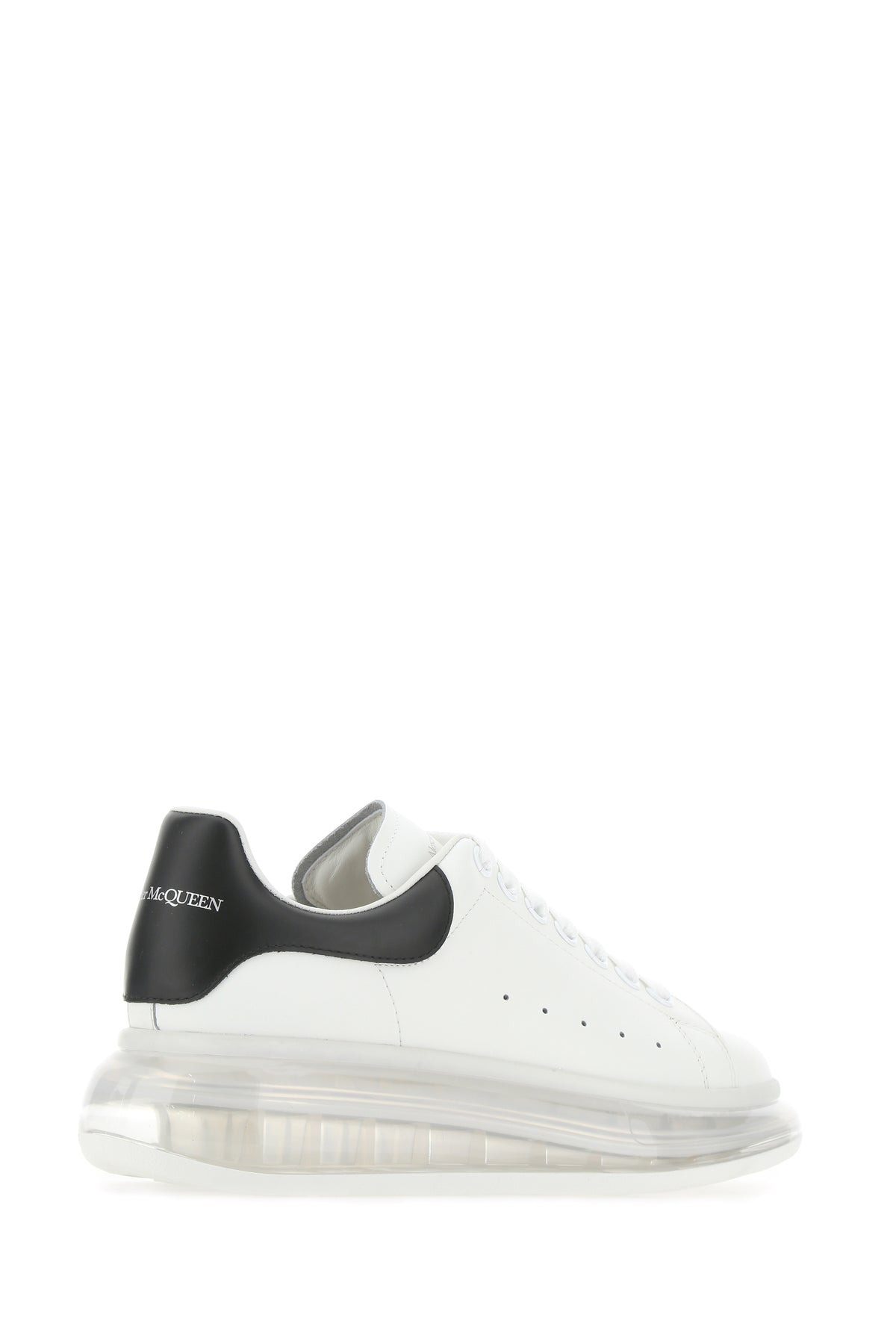 White leather sneakers with black heel - 3