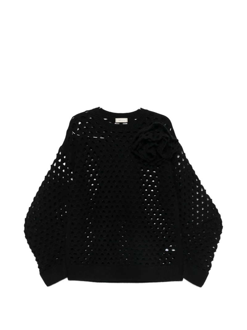 Blumarine Crochet-knit Floral-appliqué Sweater 1
