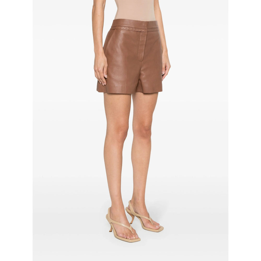 Fendi Brown Shorts - Leather & Faux Leather Shorts Women - 3