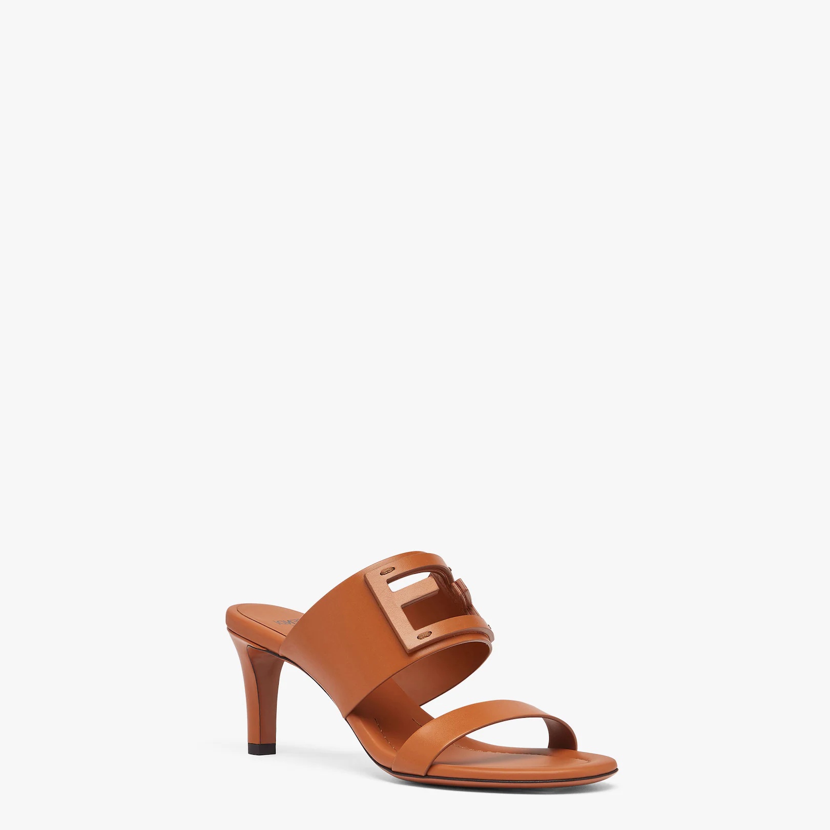 Brown leather slides - 2