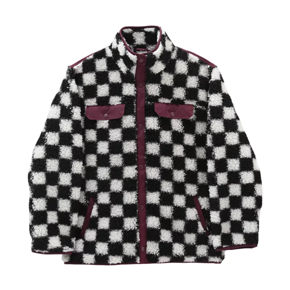(WMNS) Vans Casual Polar Fleece Sports Jacket Black White Colorblock VN0A5LJ3705 - 1
