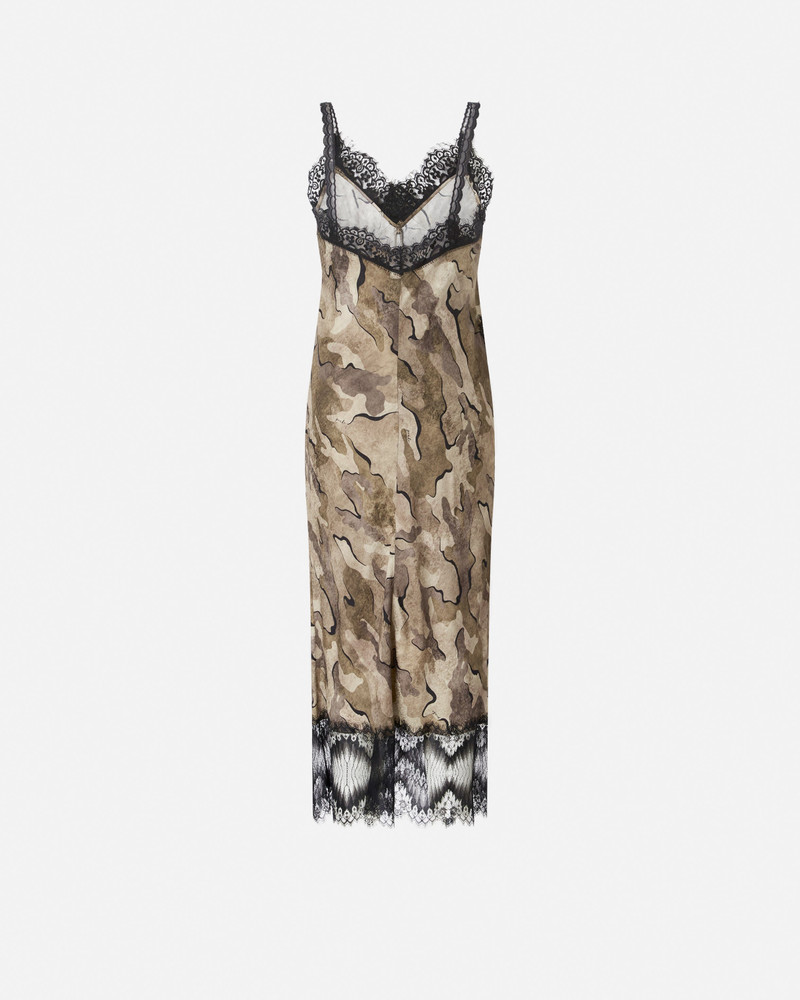 PINKO CAMOUFLAGE MIDI SLIP DRESS WITH LACE outlook