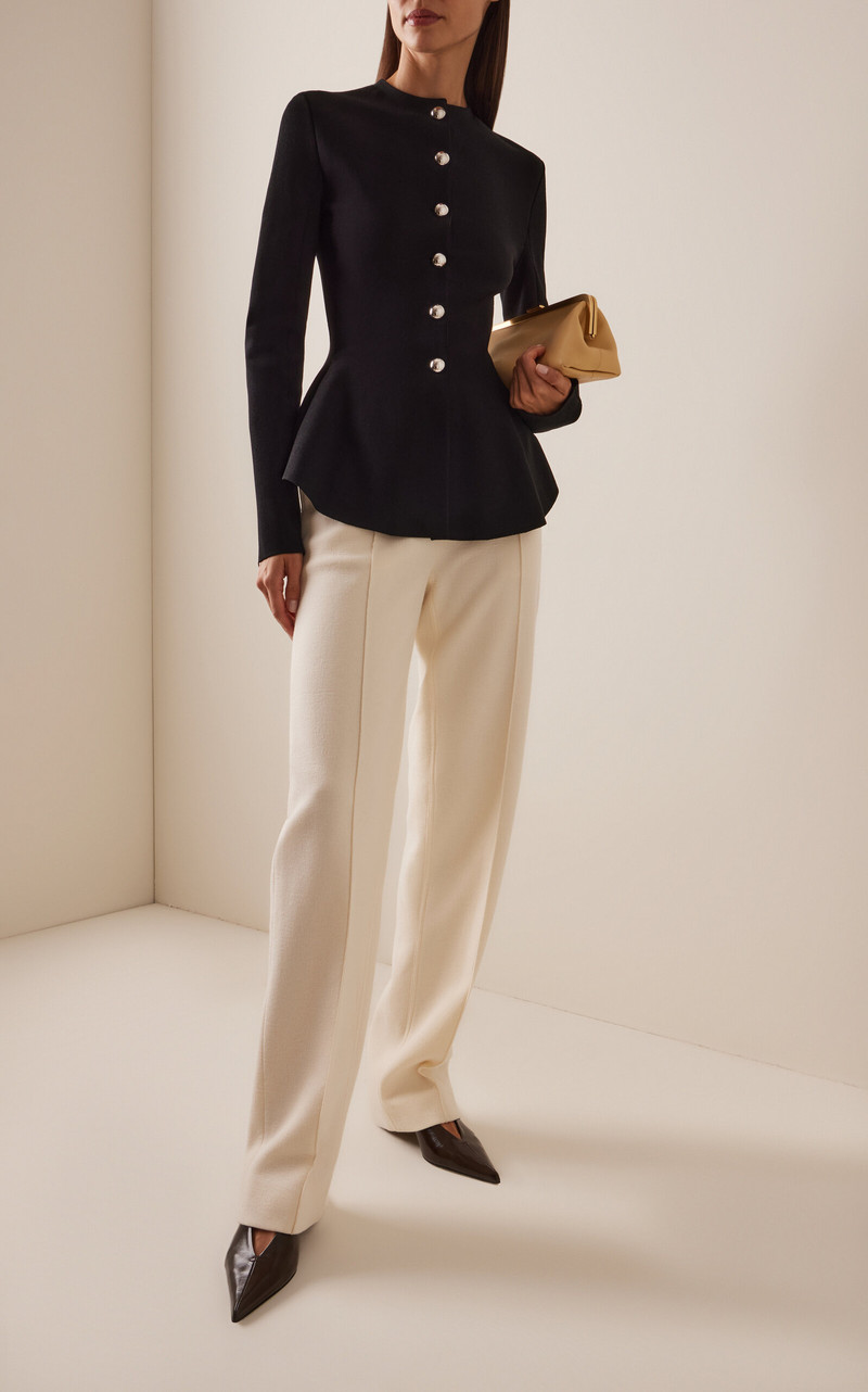 Proenza Schouler Zee Scuba Straight-Leg Pants ivory outlook