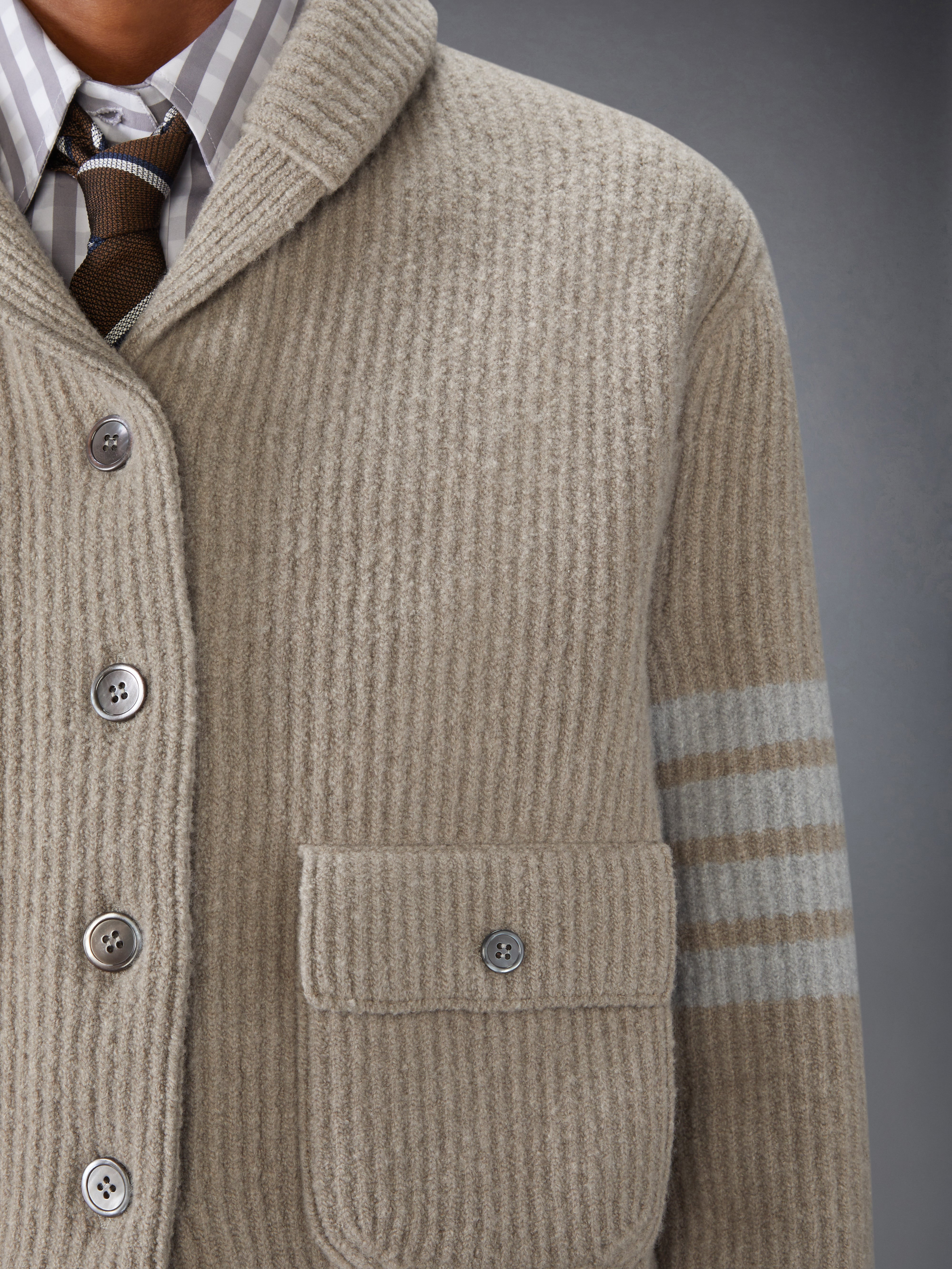 BOILED MERINO WOOL 4-BAR BOMBER JACKET - 6
