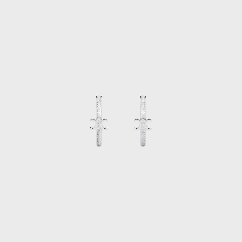 Triomphe Sparkle Hoops 에 Strass 과 Brass 와 Rhodium 끝 3