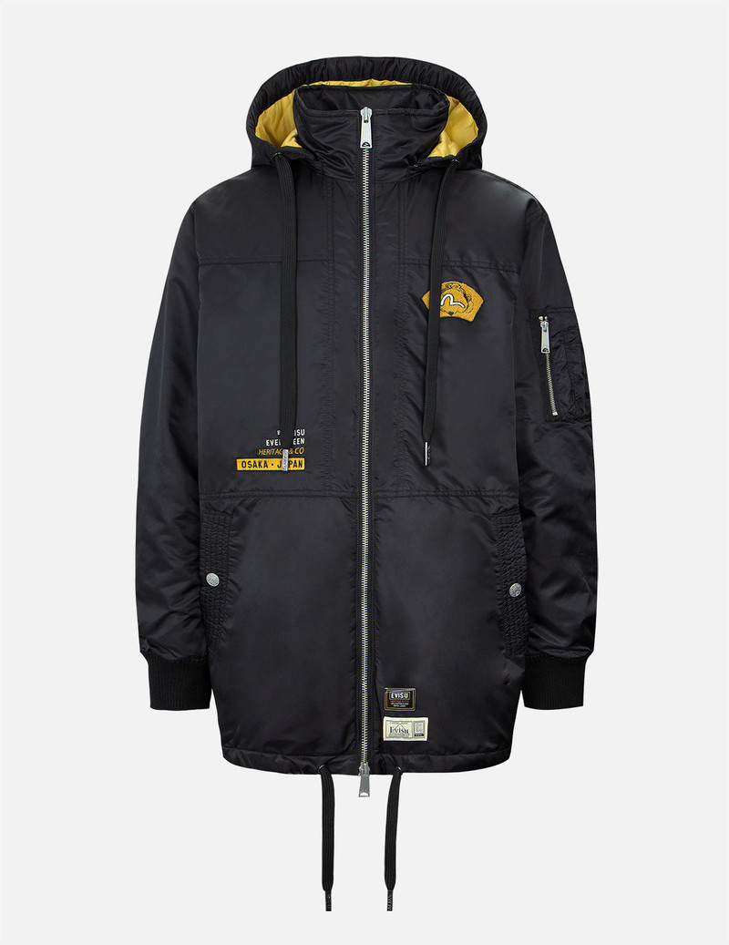 EVISU GODHEAD BADGE AND MOTTO EMBROIDERY PARKA outlook