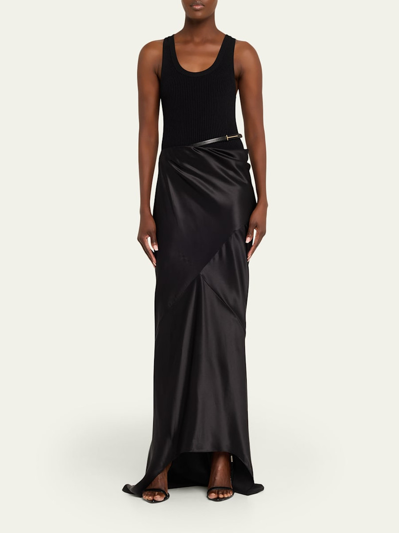 TOM FORD Asymmetric Satin Maxi Skirt With Train outlook