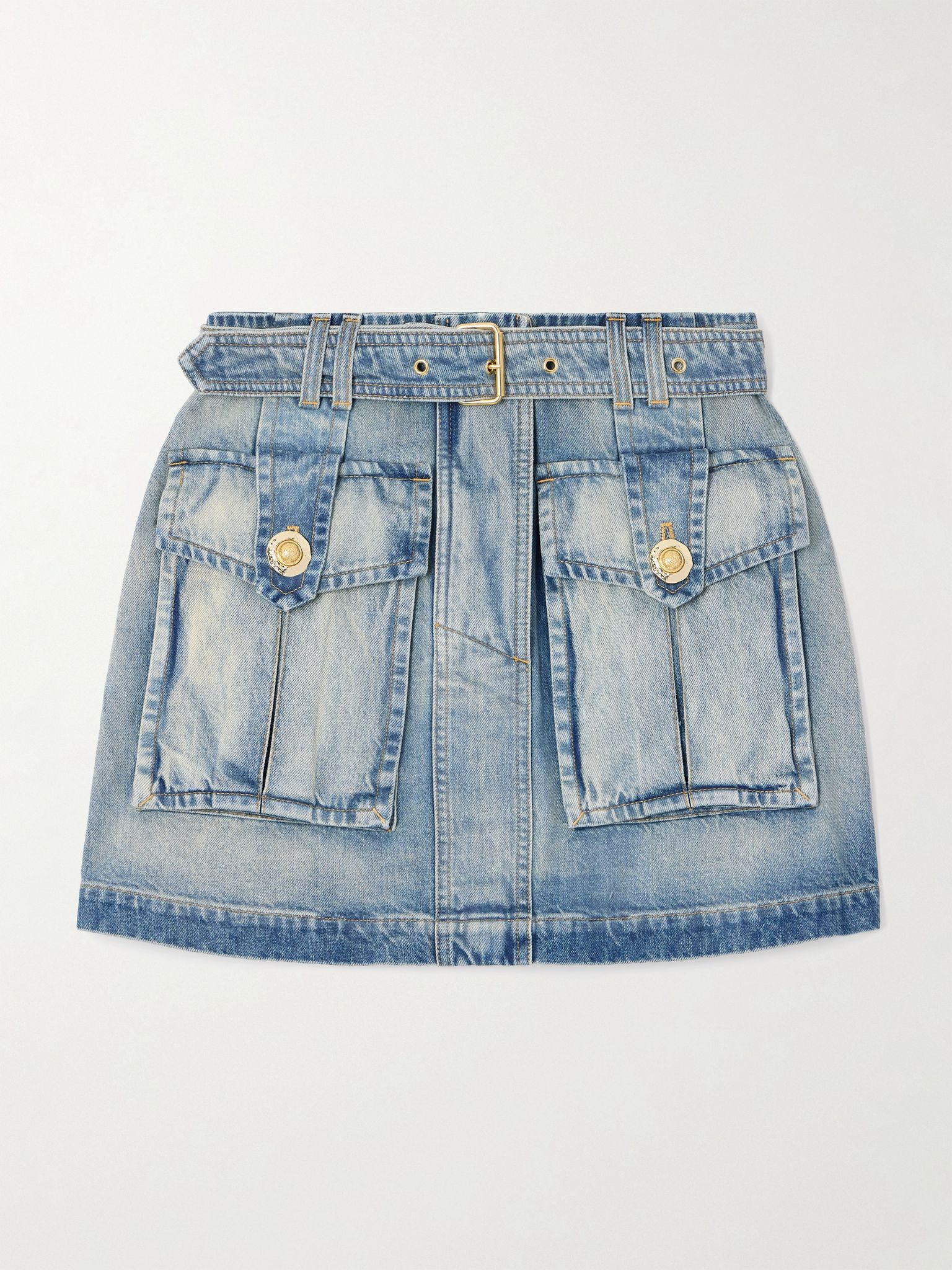 Belted denim mini skirt Light denim - 1
