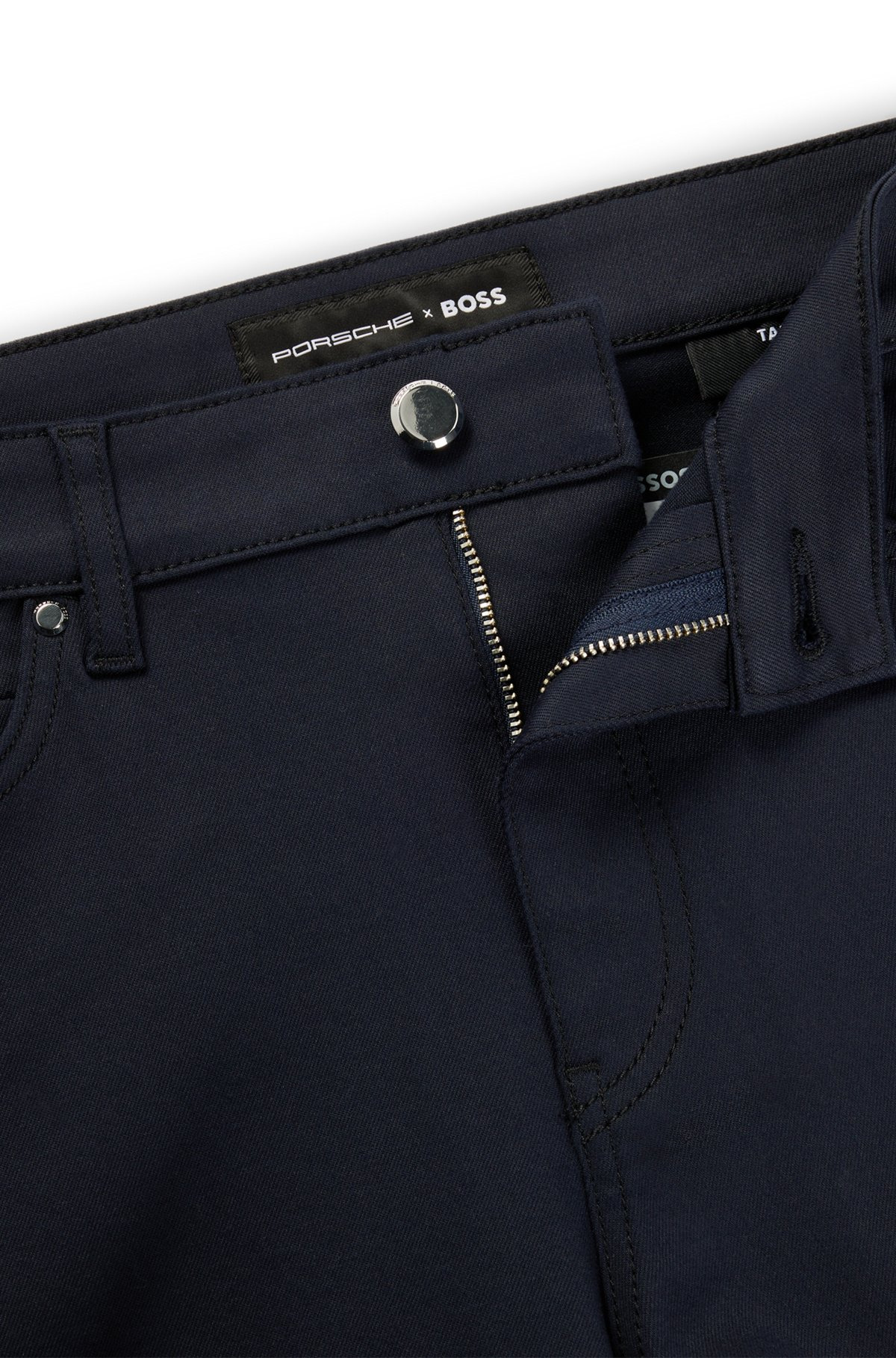 PORSCHE X BOSS TAPERED-FIT JEANS IN BLUE PERFORMANCE-STRETCH DENIM - 6