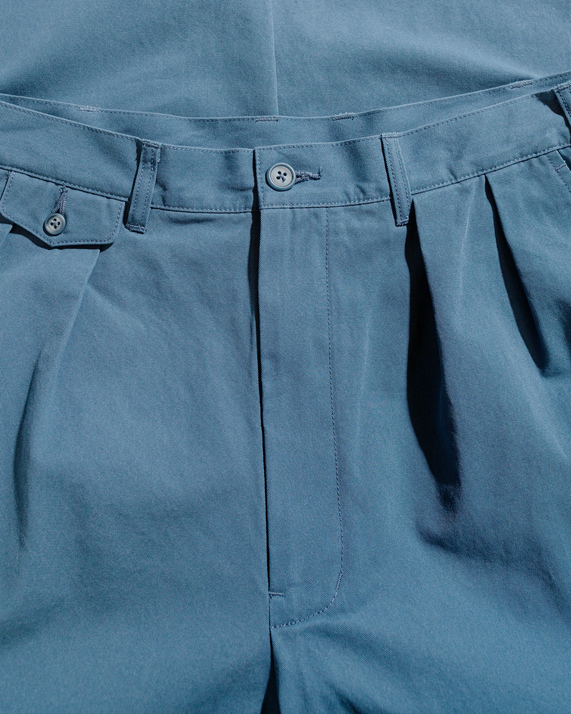 2Pleats Trousers Twill Bio Washed Sax - 5