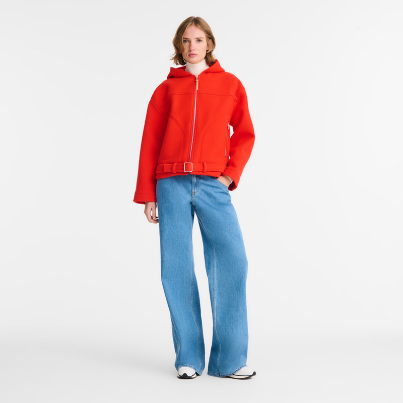 Longchamp Jacket Red - Wool broadcloth outlook