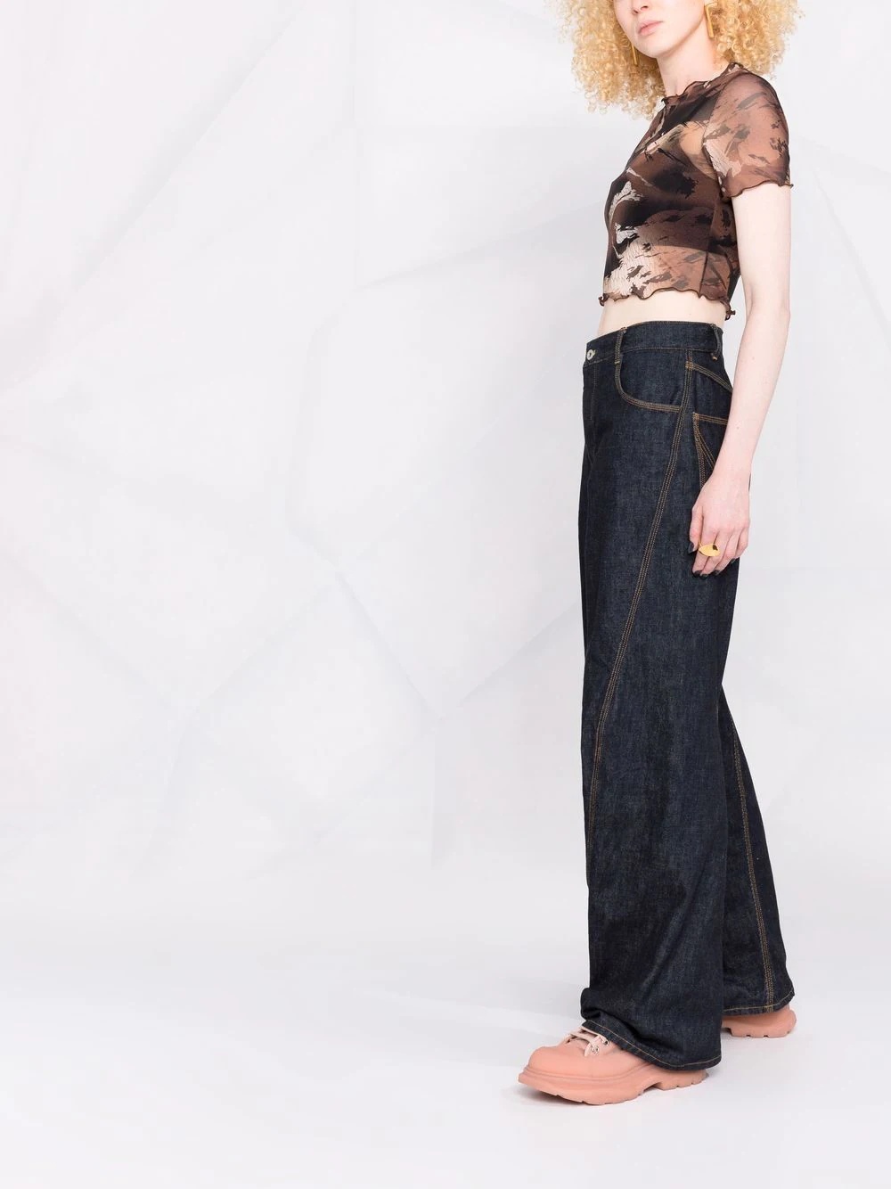 Camo mesh cropped T-shirt - 4