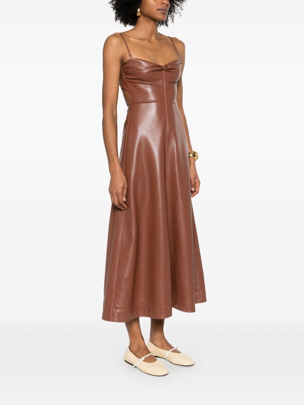 faux-leather midi dress - 3
