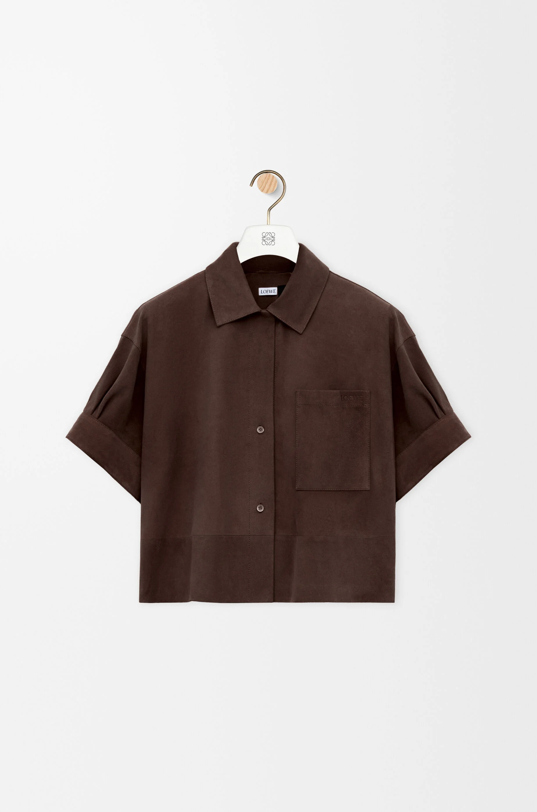Short sleeve shirt in suede goatskin - 1
