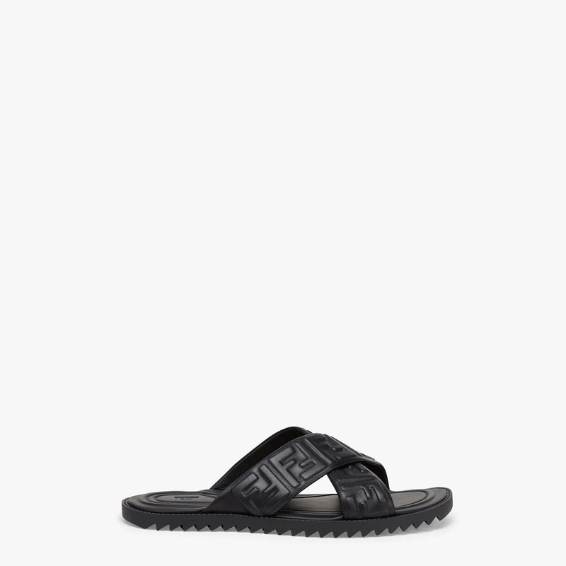 Black leather slides 1