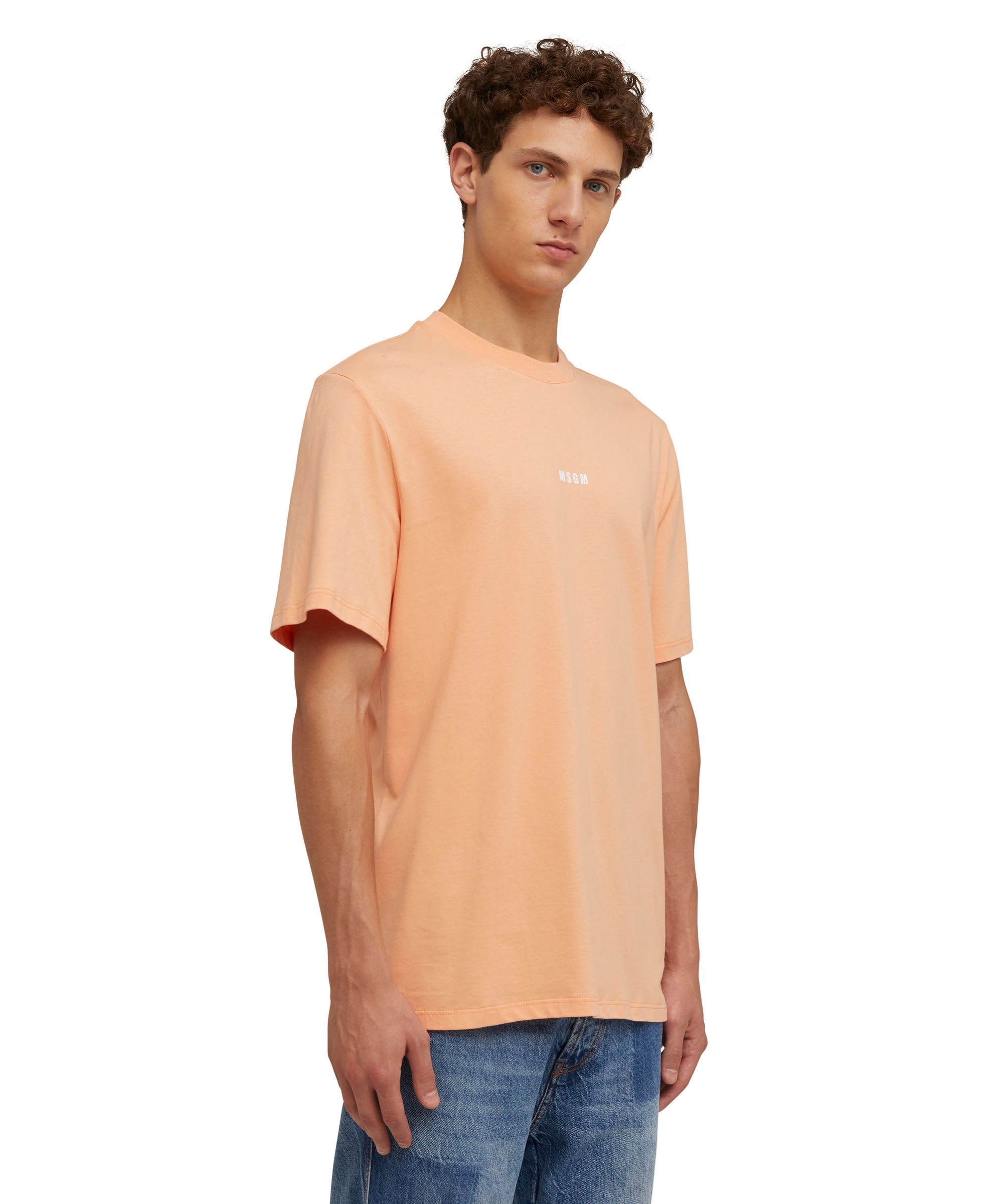 Solid color cotton crewneck t-shirt with MSGM micro logo - 5