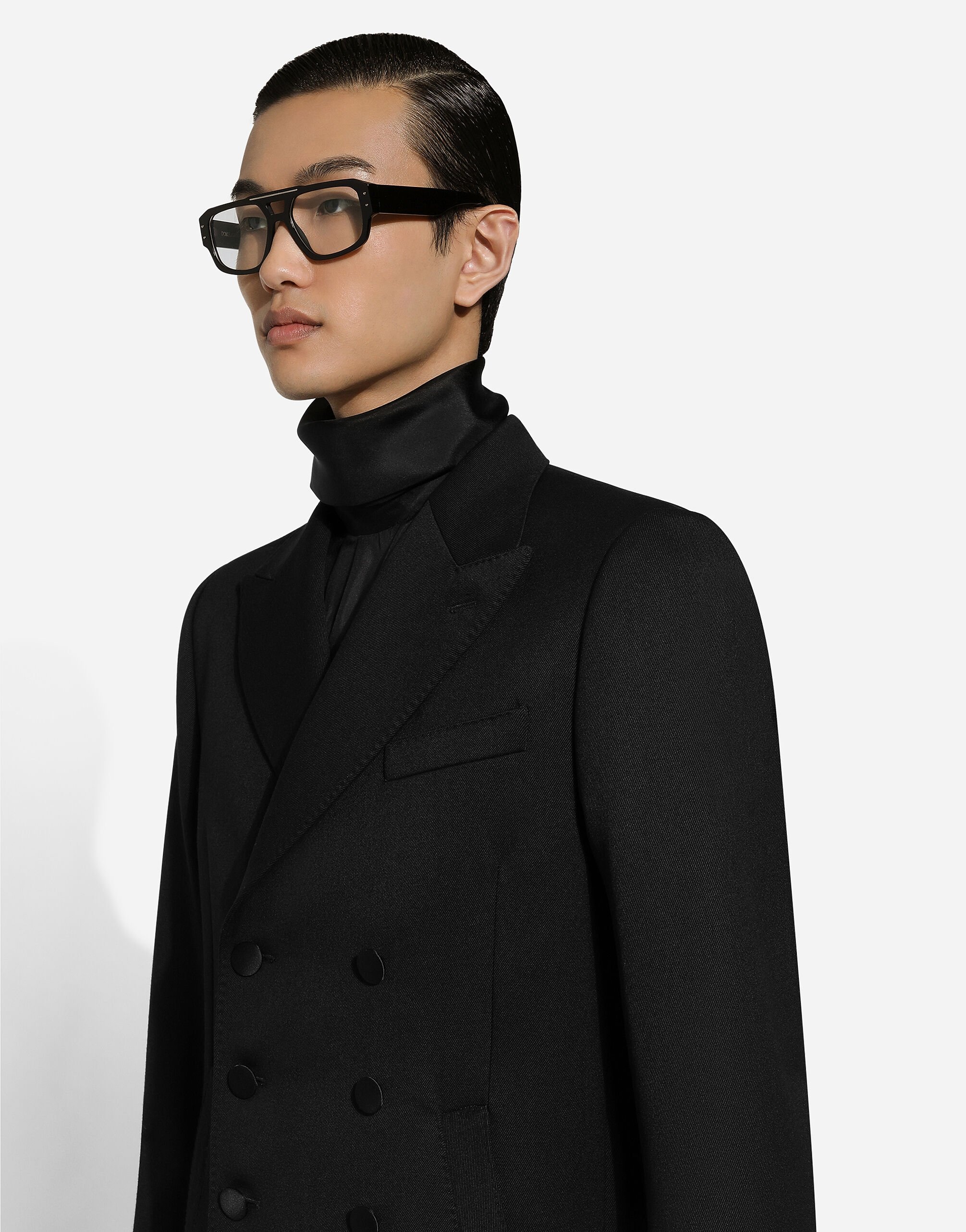 Double-breasted embroidered satin jacket - 5
