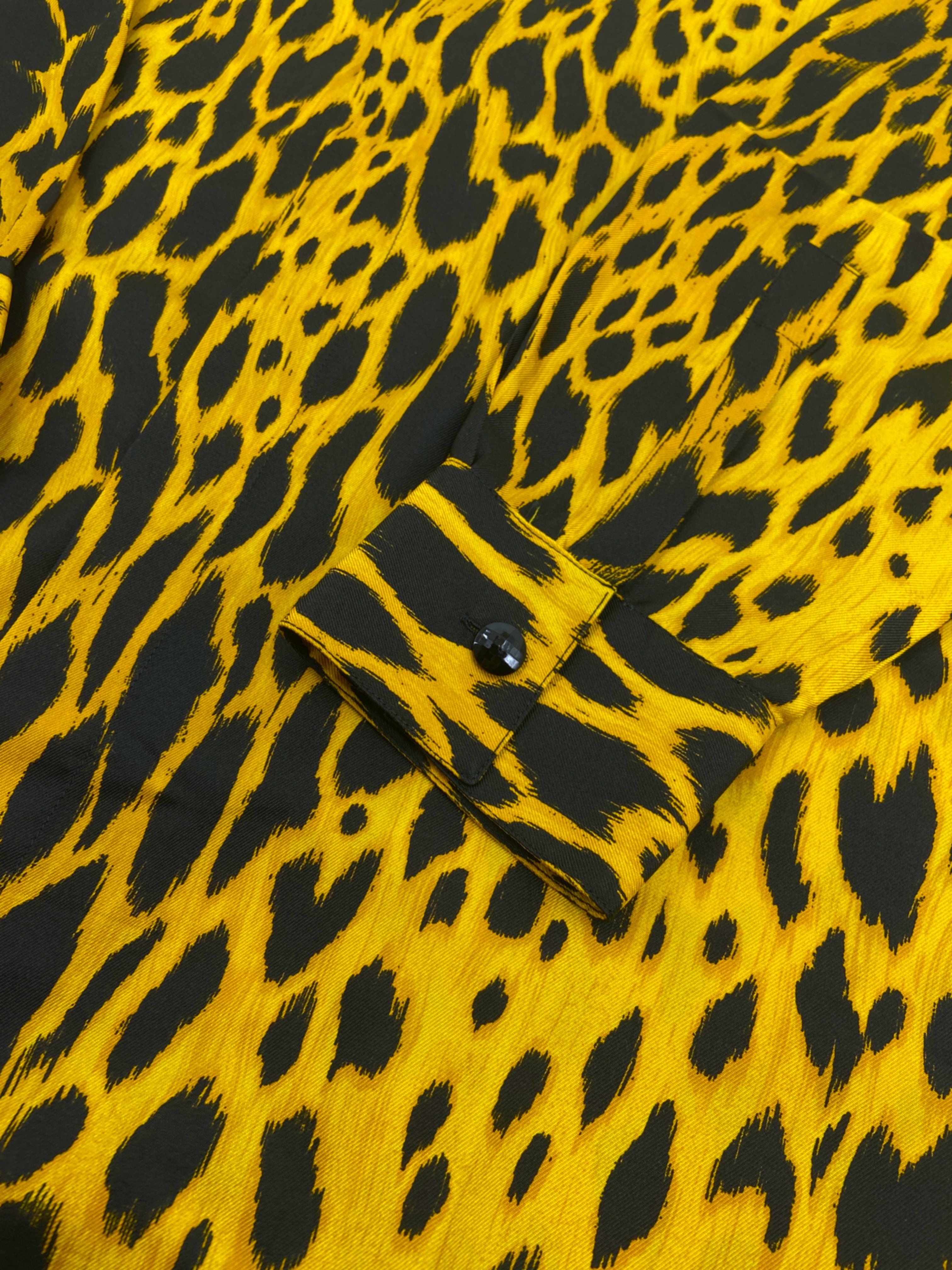 Gianni Versace Spring 1992 Men’s Leopard Print Silk Shirt 44 - 13
