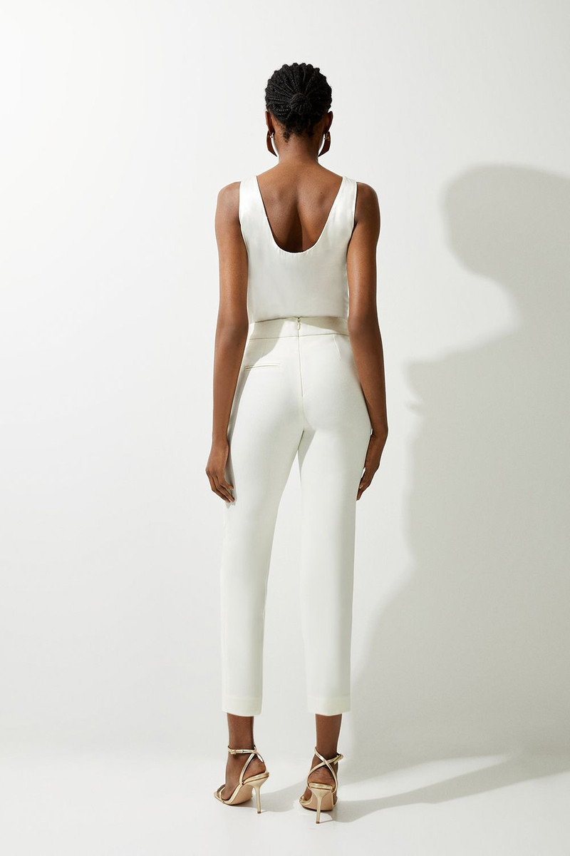 Tall Compact Stretch Essential Tailored High Waist Slim Leg Trouser 6