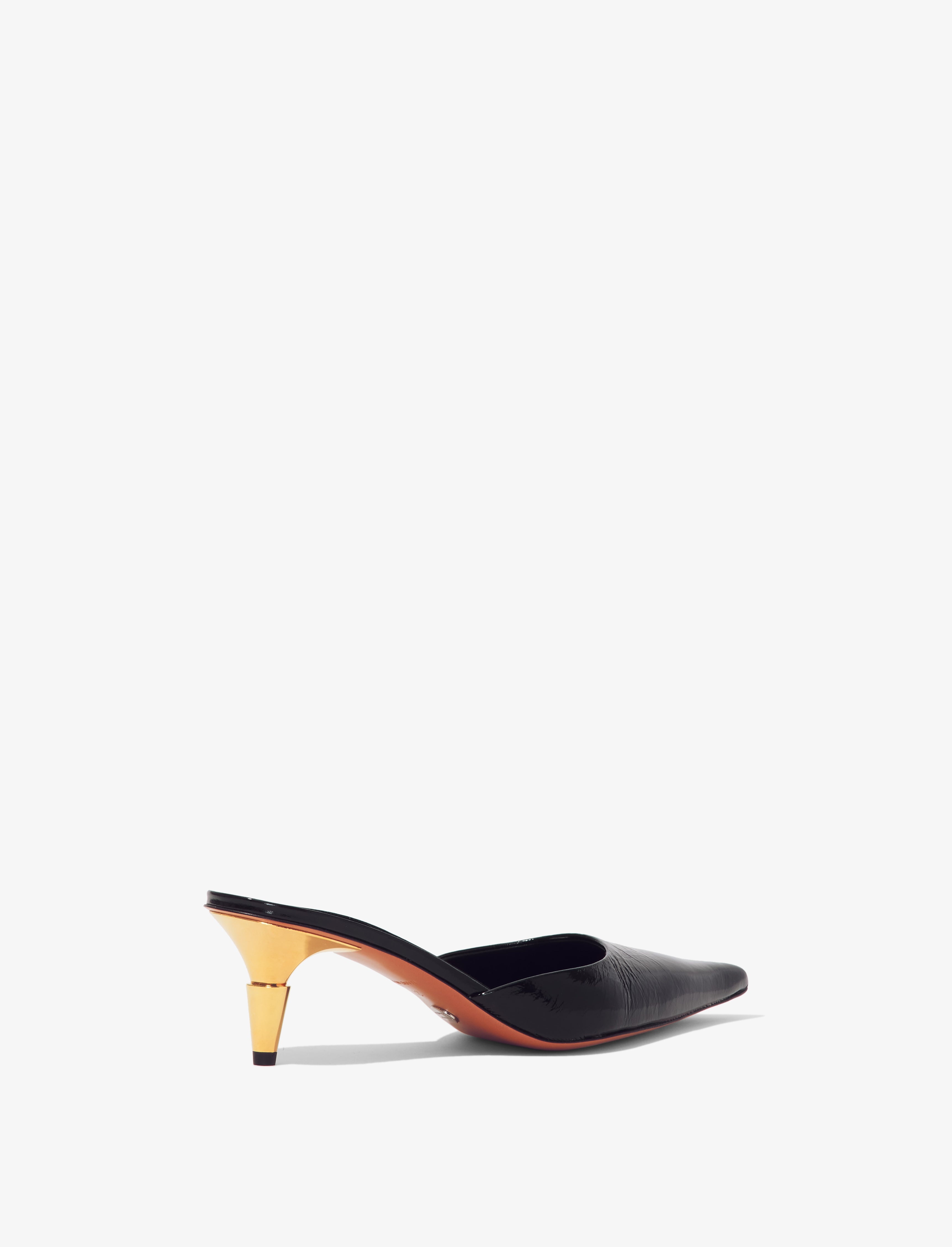 Spike Mules in Crinkled Patent Leather - 3